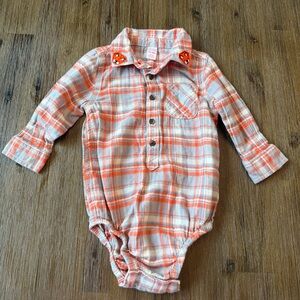 4/20$ Baby Plaid Flannel Bodysuit with Foxes size 12-18 months
